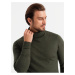 Pánský pletený rolák s viskózou - tmavě šedý V5 OM-SWTN-0127 Ombre Clothing