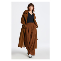 KALHOTY GANT HW WIDE LEG PLEATED PANTS hnědá