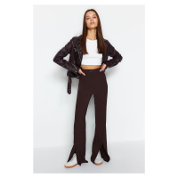 Trendyol Brown Flare Slit Detailed Woven Trousers