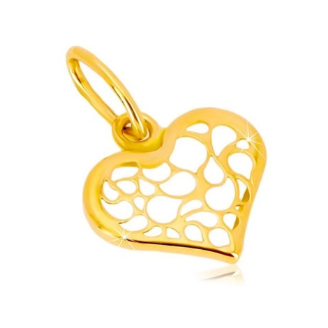 Přívěsek ze 14K žlutého zlata - symetrické srdce zdobené filigránem Šperky eshop