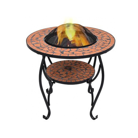 Mozaikový stolek s ohništěm terakotový 68 cm keramika