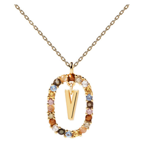 PDPAOLA Krásný pozlacený náhrdelník písmeno "V" LETTERS CO01-281-U (řetízek, přívěsek)