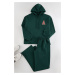 Trendyol Emerald Green Oversize/Wide Cut Hooded Letter Embroidered Tracksuit Set