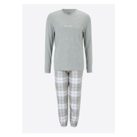 Pánské pyžamo - NM2178E 1N0 - šedá/bílá - Calvin Klein