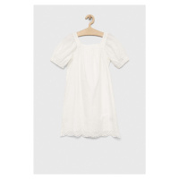 Dětské bavlněné šaty GAP bílá barva, mini