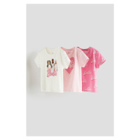 H & M - 3 žerzejová trička's potiskem - růžová
