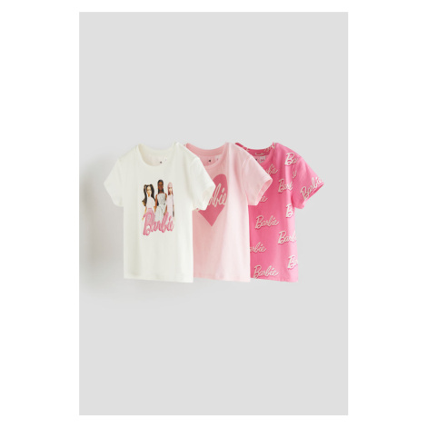 H & M - 3 žerzejová trička's potiskem - růžová H&M