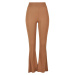 Ladies High Waist Rib Flared Leggings - darktaupe