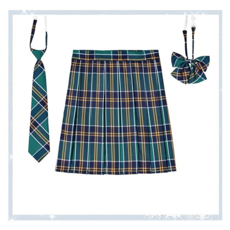 Dámská kostkovaná sukně s kravatou a mašlí