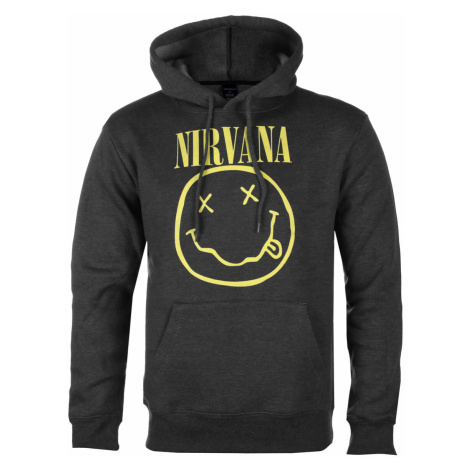 mikina s kapucí pánské Nirvana - Yellow Happy Face - ROCK OFF - NIRVHD04MC