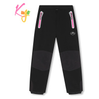 Dívčí softshellové kalhoty, zateplené - KUGO H5517, černá/růžové zipy Barva: Černá