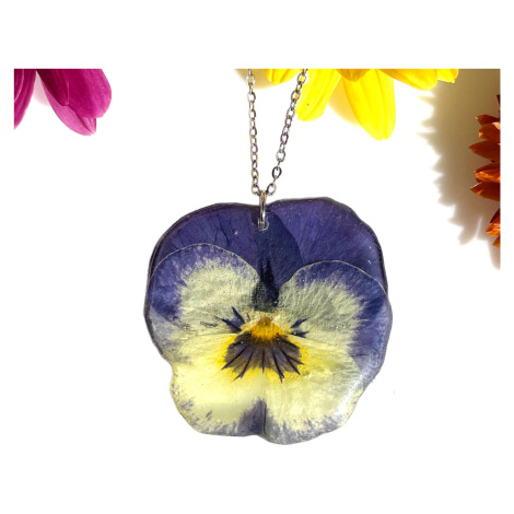 Šperk z pravých květin - Náhrdelník Maceška