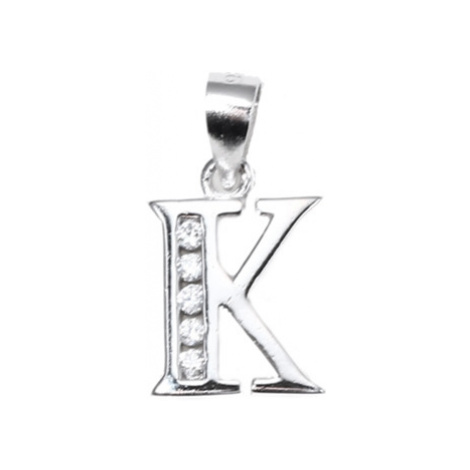 Stříbrný přívěšek písmeno K s čirými zirkony SVLP0705XH2BI0K JVD