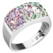 Evolution Group Stříbrný prsten s krystaly Swarovski mix barev fialová zelená růžová 35014.3 sak