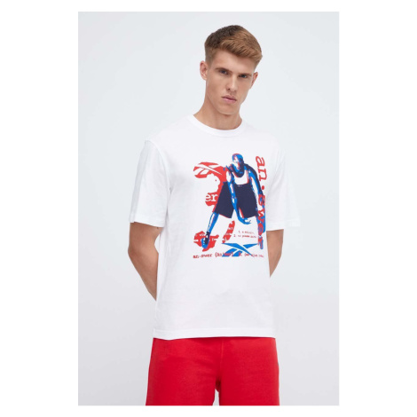 Bavlněné tričko Reebok Classic Basketball bílá barva, s potiskem