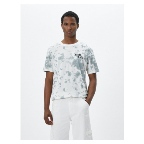 Koton Motto tištěné tričko Abstraktní detailní posádka krk s krátkým rukávem