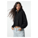 Trendyol Black Thick Polar Fleece Hooded Zippered Crop Knit Sweatshirt