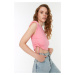 Trendyol Pink Waisted Pleated Ribbed Knitted Singlet