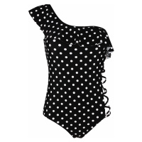 Lapiza Black pin-up styl jednodílné plavky s puntíky AB164 černá