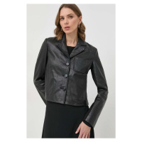 Kožená bunda MAX&Co. dámská, černá barva, přechodná