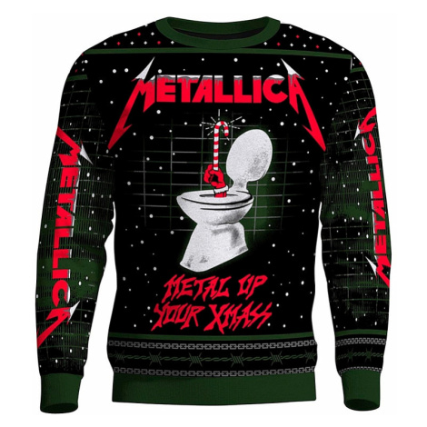 Metallica pletený vánoční svetr, Metal Up Your Ass Xmass Blk/Green PLASTIC HEAD