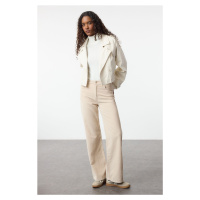 Trendyol Beige Velvet Straight Cut Trousers