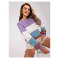 Trojbarevný svetr s kulatým výstřihem