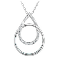Evolution Group Stříbrný náhrdelník se zirkony kapka bílý 882003.1
