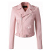 Luxusní dámská bunda z umělé kůže - Růžová FashionEU