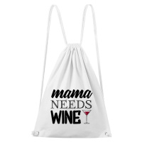 DOBRÝ TRIKO Bavlněný batoh Mama needs wine Barva: Bílá