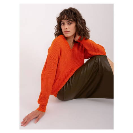 Oranžový dámský oversize svetr Fashionhunters