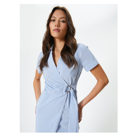 Koton Midi Shirt Dress Double Breasted Belted Short Sleeve
