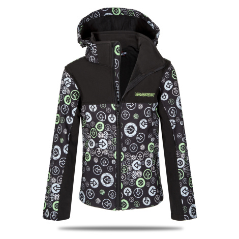 Chlapecká softshellová bunda NEVEREST I-6296C, černo-zelená Barva: Černá