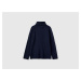 Benetton, Dark Blue Turtleneck Sweater In Cashmere And Wool Blend