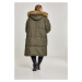 Kabát Urban Classics Ladies Oversize Faux Fur Puffer Coat - darkolive/beige