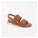 Blancheporte Ploché kožené sandály z proplétaných pásků karamelová