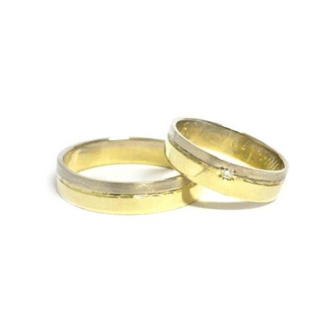 Zlaté snubní prsteny žlutobílé 0028 + DÁREK ZDARMA