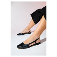 LuviShoes LUJO Black Skin Women's Open Back Flat Flat Flat Shoes