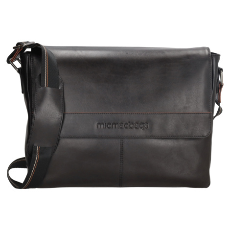 Micmacbags le mans kožená business taška 15,6" (34.5x19.4 cm) - černá