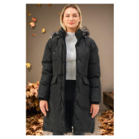 Z6774 DEWBERRY WOMEN'S COAT-PLAIN BLACK