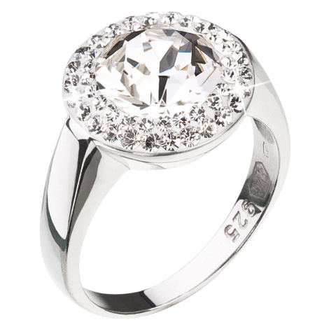 Evolution Group Stříbrný prsten s krystaly Swarovski kulatý bílý 35026.1