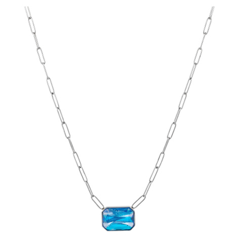 Preciosa Ocelový náhrdelník s ručně mačkaným kamenem českého křišťálu Preciosa Ocean Aqua 7444 6