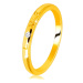 Obroučka ve žlutém 9K zlatě - nápis "LOVE" se zirkonem, hladký povrch, 1,5 mm