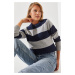 Bianco Lucci Women's Striped Sweater Raglan