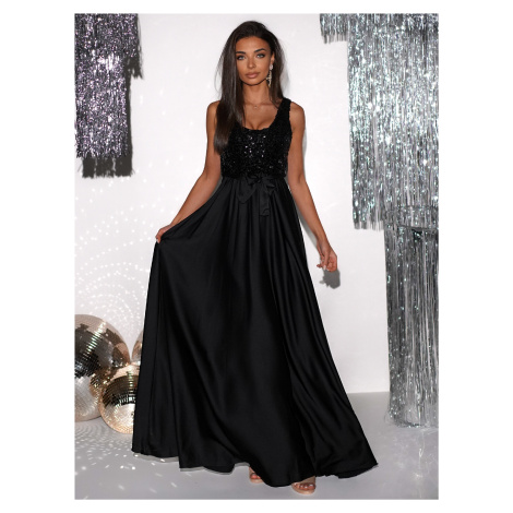 Černé dlouhé flitrované plesové šaty SAANA