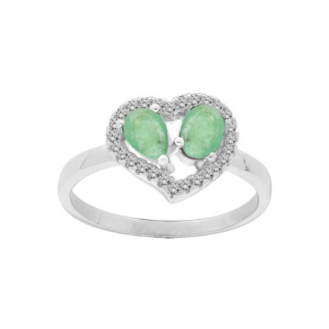 Brilio Silver Půvabný stříbrný prsten se smaragdy R-FS-5648E