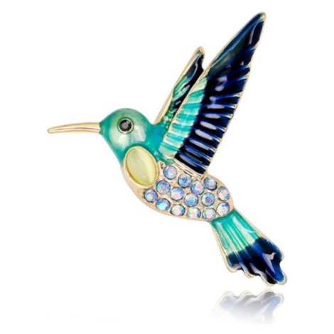 Elegantní brož kolibřík s krystaly ECARLA