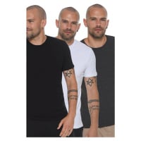 TRIPLE SET T8569 DEWBERRY BIKE COLLAR MEN'S T-SHIRT-BLACK-WHITE-ANTHRACITE