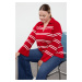 Trendyol Curve Red Striped Knitwear Sweater