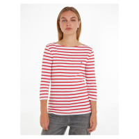 Bílo-červené dámské pruhované tričko s dlouhým rukávem Tommy Hilfiger - Dámské